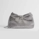 Dior Women Small Dior Bow Bag Silver-Tone Goatskin and Strass M0715PMST