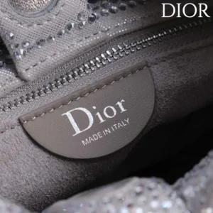 Dior Women Small Dior Bow Bag Silver-Tone Goatskin and Strass M0715PMST