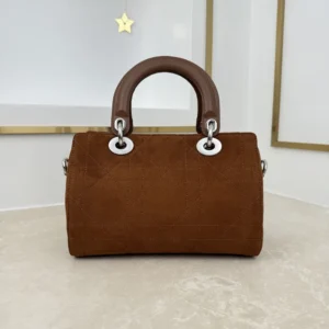 Dior Women Small Dior Granville Bag Golden Saddle Flat Macrocannage Suede Goatskin