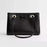 Dior Women Small Dior Promenade Shopping Bag Black Flat Cannage Calfskin