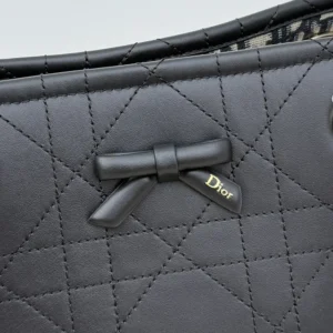 Dior Women Small Dior Promenade Shopping Bag Black Flat Cannage Calfskin