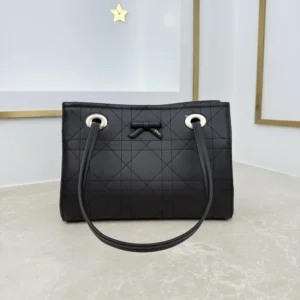 Dior Women Small Dior Promenade Shopping Bag Black Flat Cannage Calfskin
