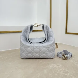 Dior Women Small Dior Toujours Hobo Bag Ice Blue Cannage Lambskin