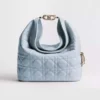 Dior Women Small Dior Toujours Hobo Bag Ice Blue Cannage Lambskin