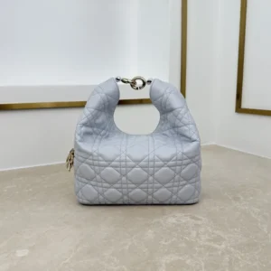 Dior Women Small Dior Toujours Hobo Bag Ice Blue Cannage Lambskin
