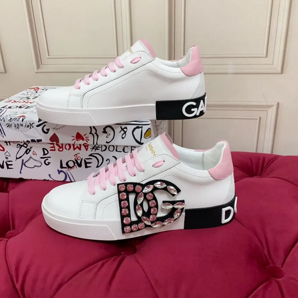 Dolce Gabbana D&G Women Calfskin Portofino Sneakers White