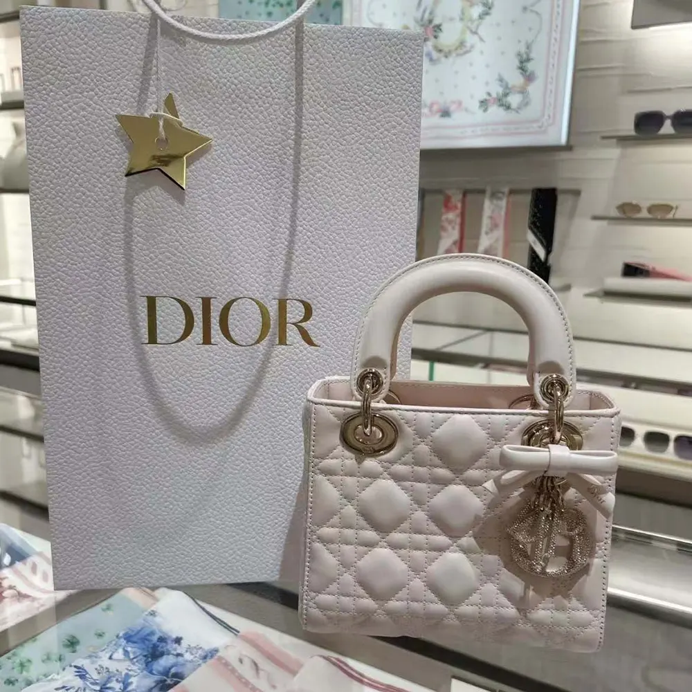 Mini Lady Dior Bag with Chain Ballet Pink Cannage Lambskin M0827OFYC