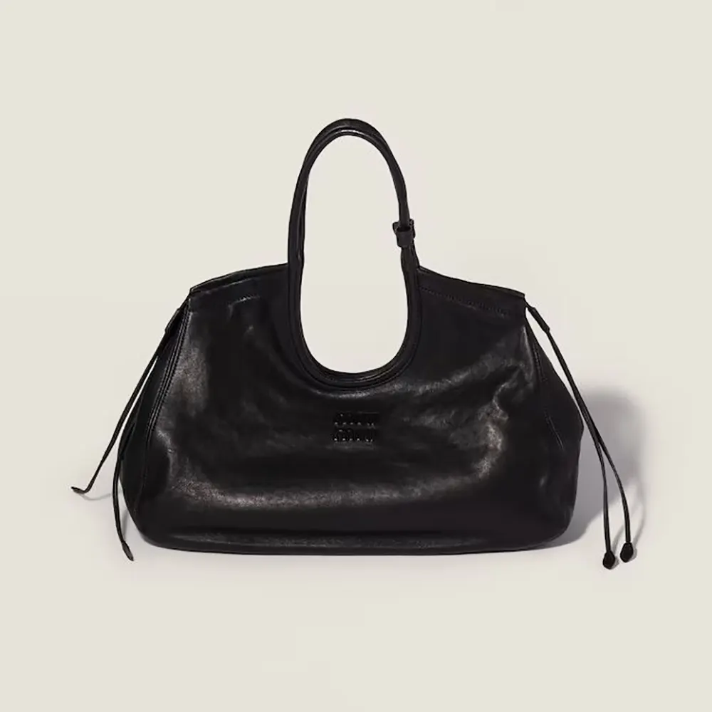 Miu Miu Women Ivy Nappa Leather Shopping Bag-Black 5BG342