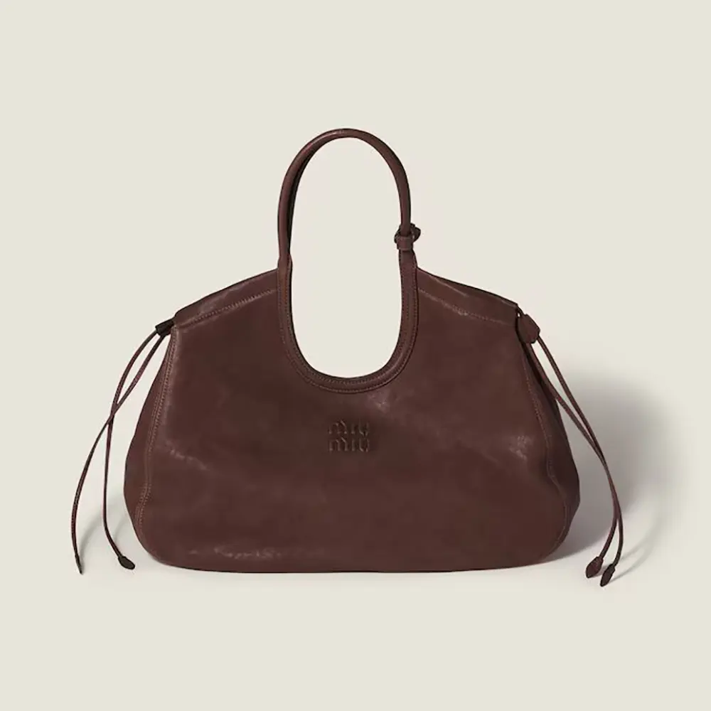 Miu Miu Women Ivy Nappa Leather Shopping Bag-Briarwood