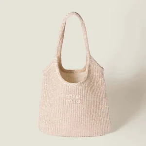 Miu Miu Women Ivy Sequin Mesh Bag Powder Pink 5BG231