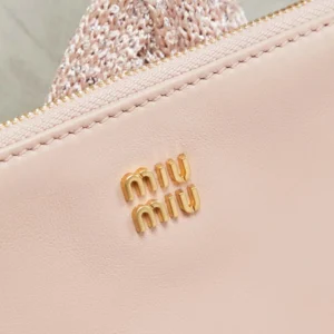 Miu Miu Women Ivy Sequin Mesh Bag Powder Pink 5BG231