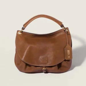 Miu Miu Women Rendez-Vous Leather Bag Oak 5BC219