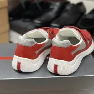 Prada Unisex America’s Cup Strap Sneakers Red 4P7233LK7