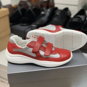 Prada Unisex America’s Cup Strap Sneakers Red 4P7233LK7