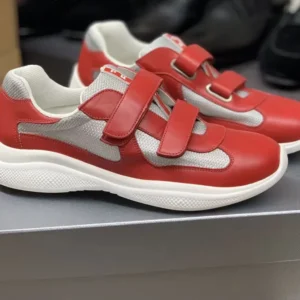 Prada Unisex America’s Cup Strap Sneakers Red 4P7233LK7