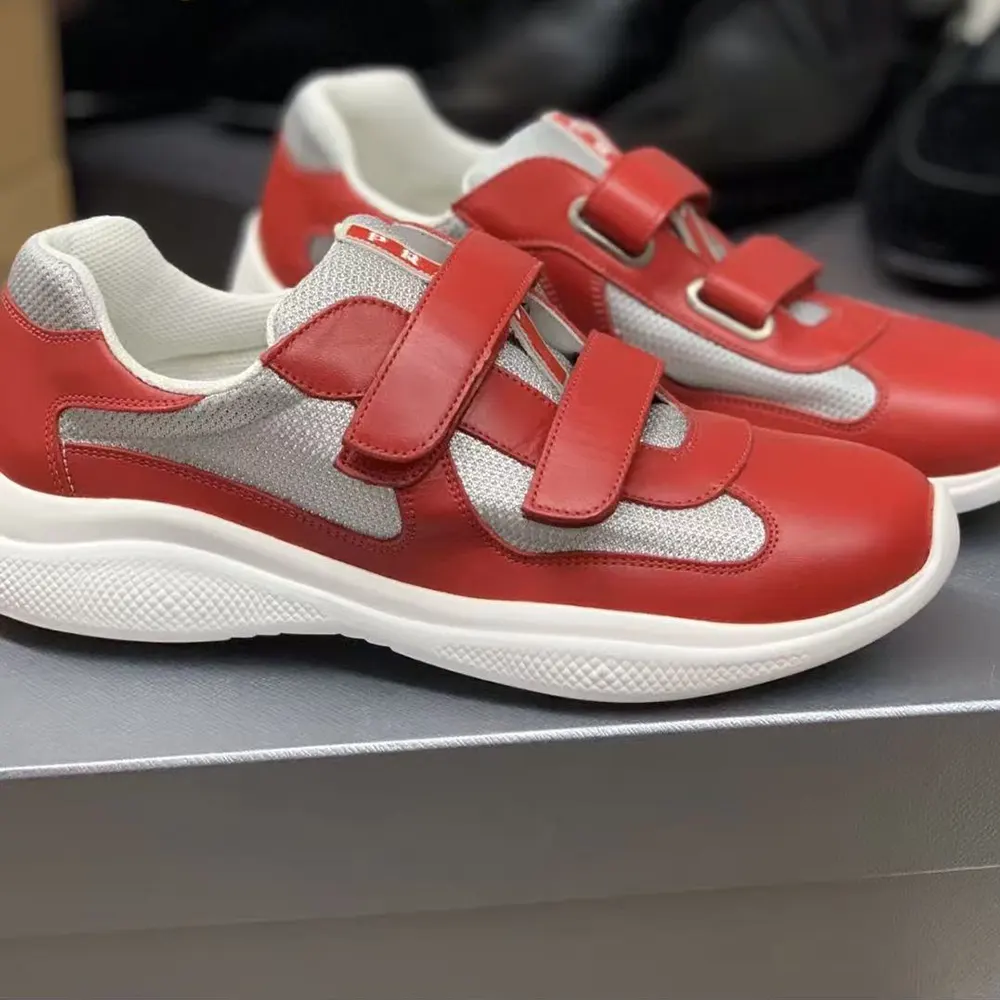 Prada Unisex America’s Cup Strap Sneakers Red 4P7233LK7