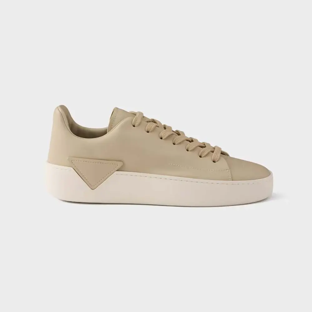 Prada Unisex Court Leather Sneakers-Desert Beige 1E530O070F0F24