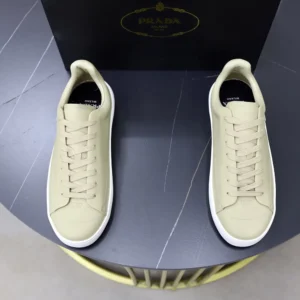 Prada Unisex Court Leather Sneakers-Desert Beige 1E530O070F0F24
