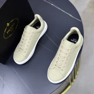 Prada Unisex Court Leather Sneakers-Desert Beige 1E530O070F0F24