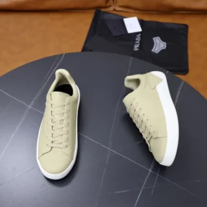 Prada Unisex Court Leather Sneakers-Desert Beige 1E530O070F0F24