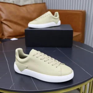 Prada Unisex Court Leather Sneakers-Desert Beige 1E530O070F0F24