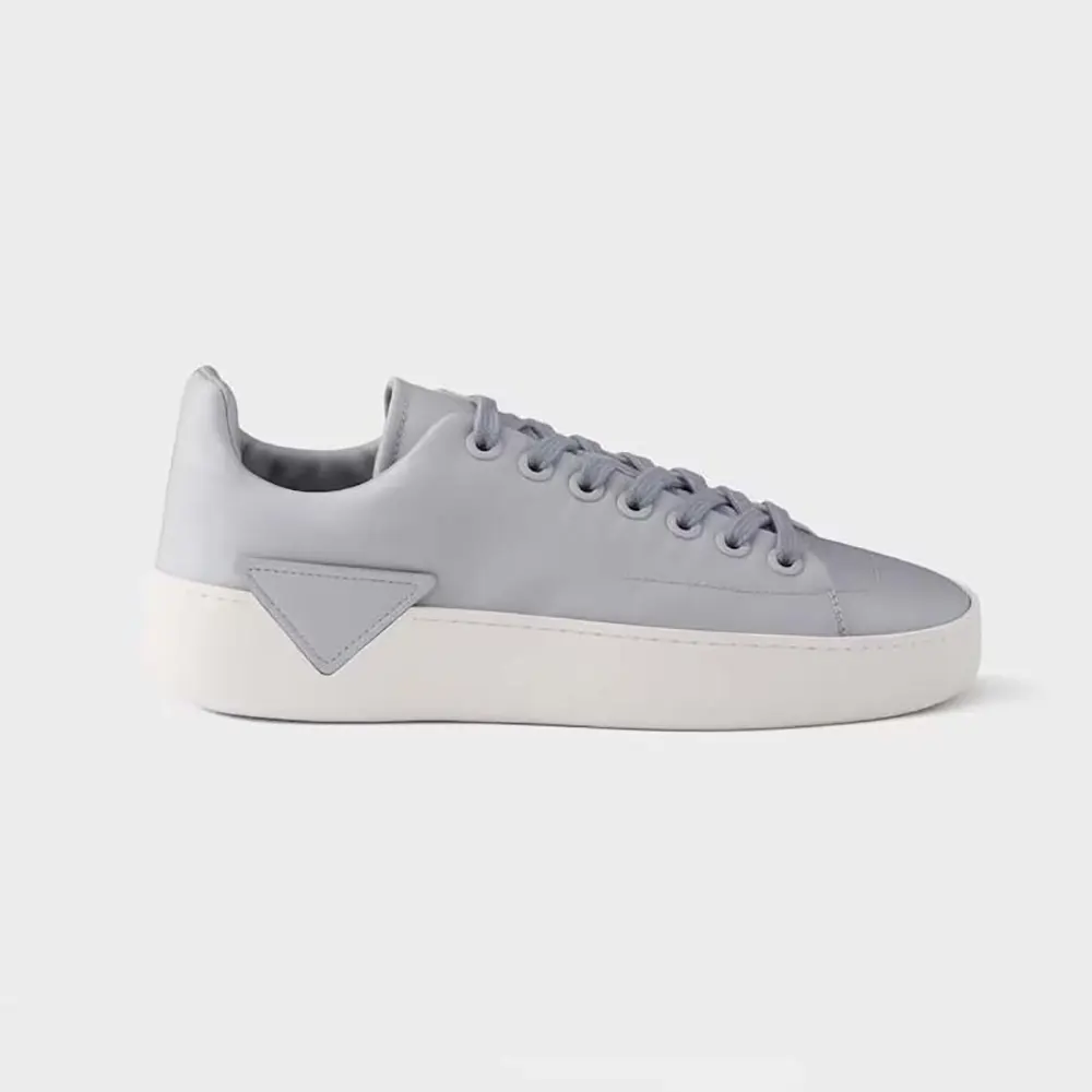 Prada Unisex Court Leather Sneakers-Pearl Gray 1E530O3LFVF0164