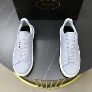 Prada Unisex Court Leather Sneakers-Pearl Gray 1E530O3LFVF0164