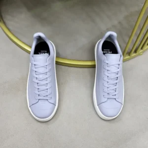 Prada Unisex Court Leather Sneakers-Pearl Gray 1E530O3LFVF0164