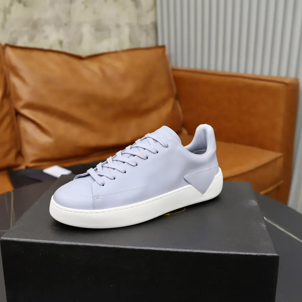 Prada Unisex Court Leather Sneakers-Pearl Gray 1E530O3LFVF0164
