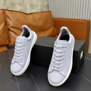 Prada Unisex Court Leather Sneakers-Pearl Gray 1E530O3LFVF0164