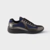 Prada Unisex Patent Leather And Technical Fabric Prada America'S Cup Sneakers-Navy