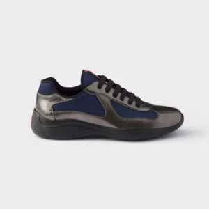 Prada Unisex Patent Leather And Technical Fabric Prada America'S Cup Sneakers-Navy