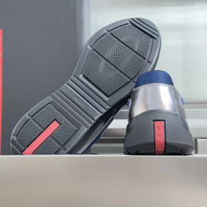 Prada Unisex Patent Leather And Technical Fabric Prada America'S Cup Sneakers-Navy