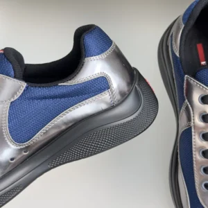 Prada Unisex Patent Leather And Technical Fabric Prada America'S Cup Sneakers-Navy