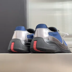 Prada Unisex Patent Leather And Technical Fabric Prada America'S Cup Sneakers-Navy