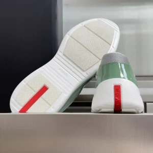 Prada Unisex Patent Leather And Technical Fabric Prada America'S Cup Sneakers-Aqua