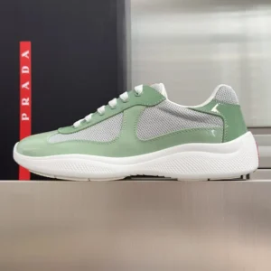 Prada Unisex Patent Leather And Technical Fabric Prada America'S Cup Sneakers-Aqua