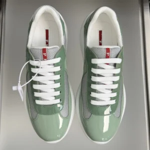 Prada Unisex Patent Leather And Technical Fabric Prada America'S Cup Sneakers-Aqua