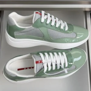 Prada Unisex Patent Leather And Technical Fabric Prada America'S Cup Sneakers-Aqua