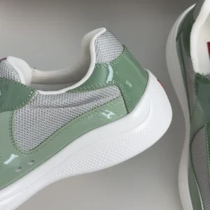 Prada Unisex Patent Leather And Technical Fabric Prada America'S Cup Sneakers-Aqua