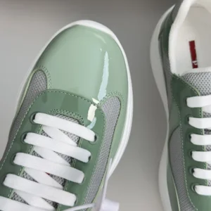 Prada Unisex Patent Leather And Technical Fabric Prada America'S Cup Sneakers-Aqua