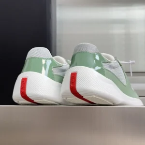 Prada Unisex Patent Leather And Technical Fabric Prada America'S Cup Sneakers-Aqua