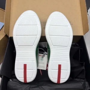 Prada Unisex Patent Leather And Technical Fabric Prada America'S Cup Sneakers-Green