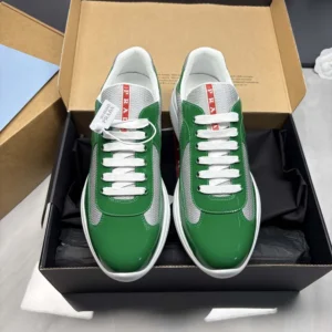 Prada Unisex Patent Leather And Technical Fabric Prada America'S Cup Sneakers-Green