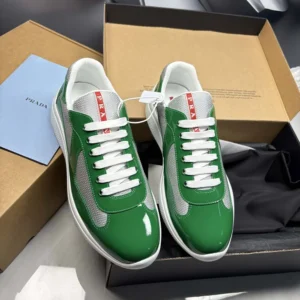Prada Unisex Patent Leather And Technical Fabric Prada America'S Cup Sneakers-Green