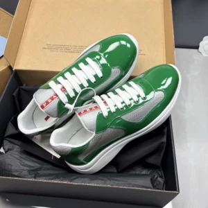 Prada Unisex Patent Leather And Technical Fabric Prada America'S Cup Sneakers-Green