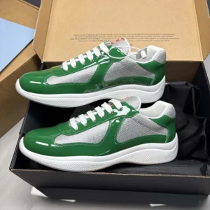 Prada Unisex Patent Leather And Technical Fabric Prada America'S Cup Sneakers-Green