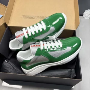 Prada Unisex Patent Leather And Technical Fabric Prada America'S Cup Sneakers-Green