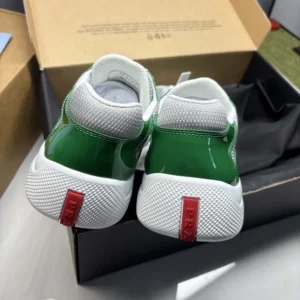 Prada Unisex Patent Leather And Technical Fabric Prada America'S Cup Sneakers-Green
