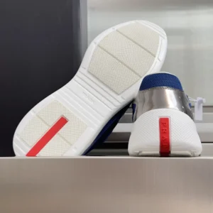 Prada Unisex Patent Leather And Technical Fabric Prada America'S Cup Sneakers-Navy 4E3400